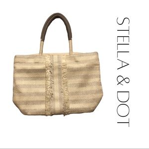 Stella & Dot ivory and silver tote bag.